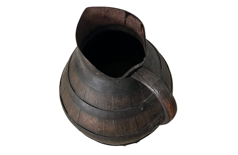 Large, 19th century coopered, Burgundy winemakers jug