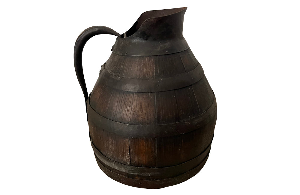 Large, 19th century coopered, Burgundy winemakers jug
