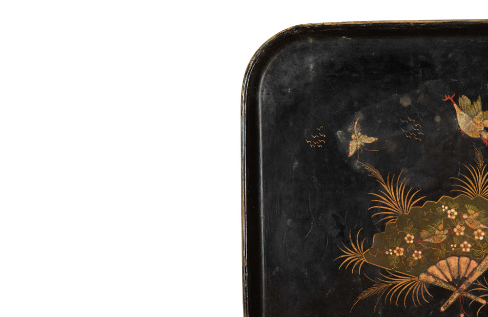 19th century black papier mache Chinoiserie tray.