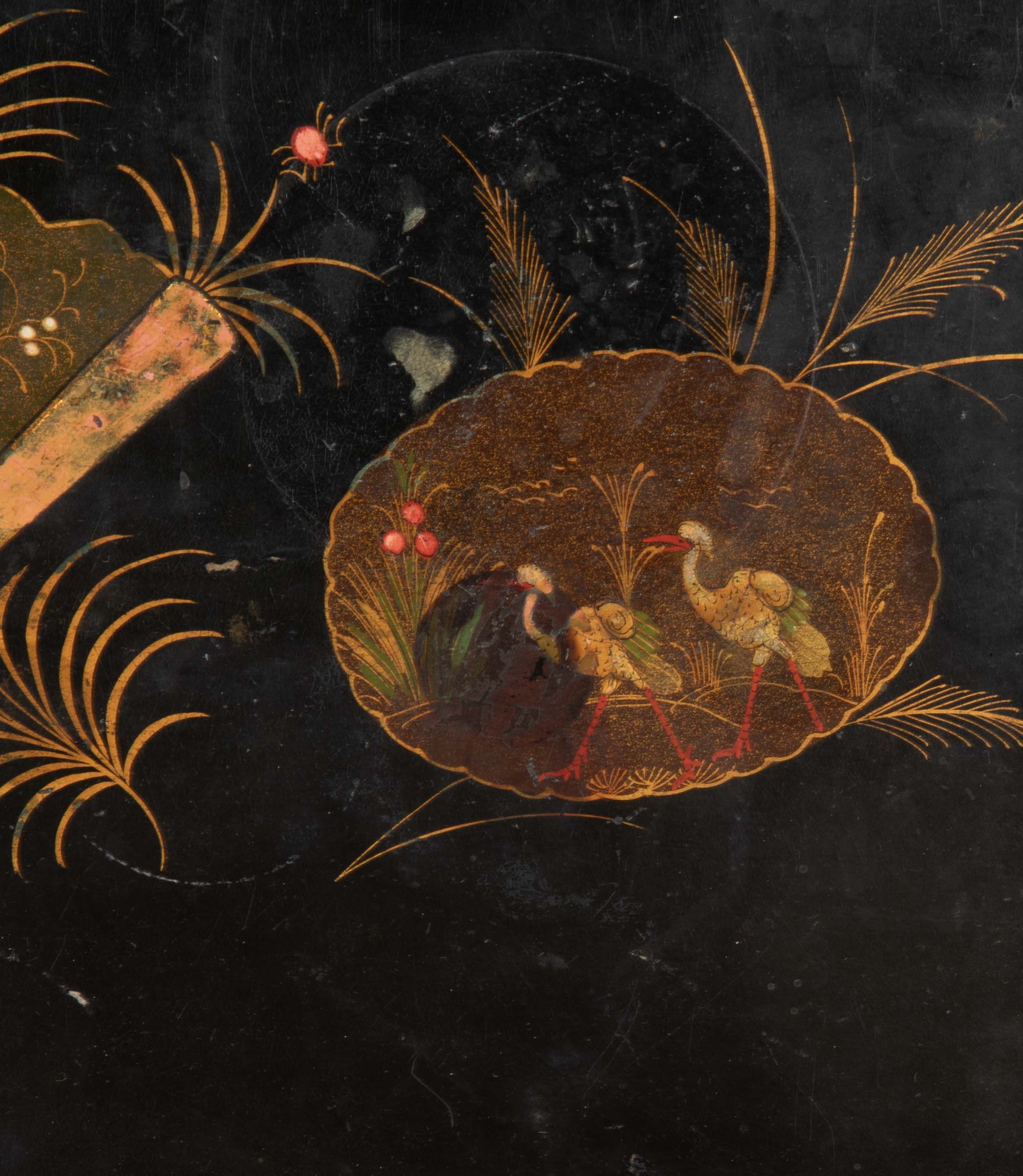 19th century black papier mache Chinoiserie tray.