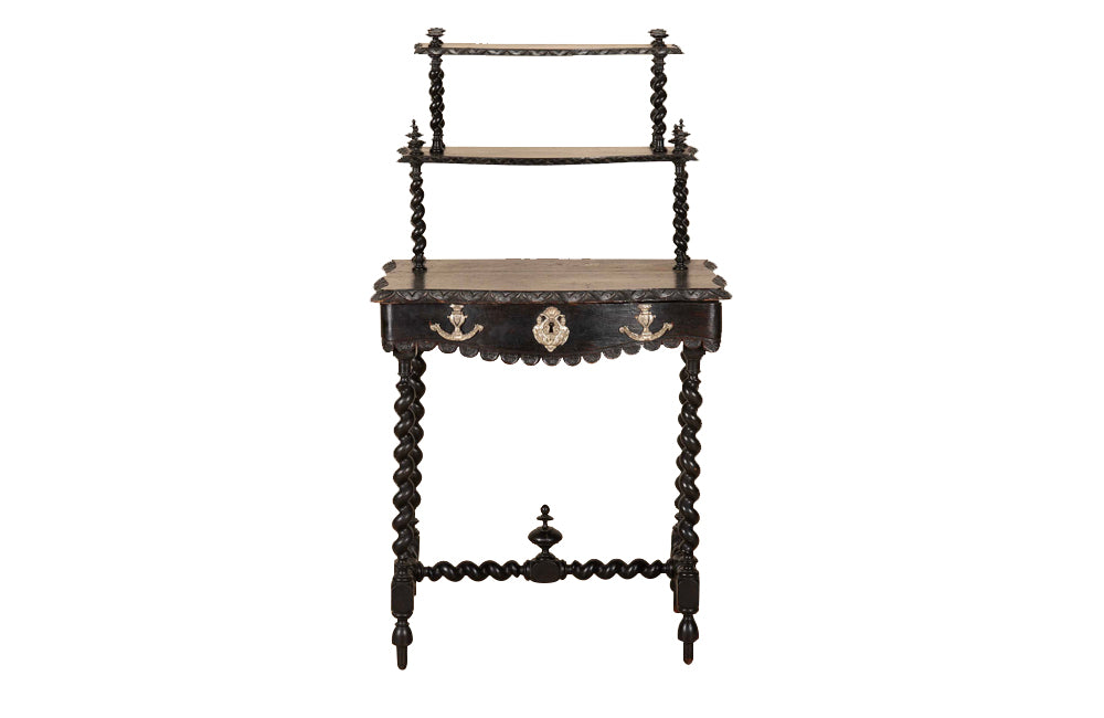 19th Century French Napoleon III Ladies Writing Table with Étagère