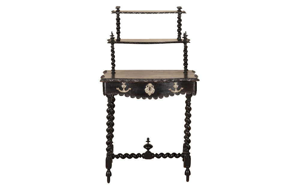 19th Century French Napoleon III Ladies Writing Table with Étagère