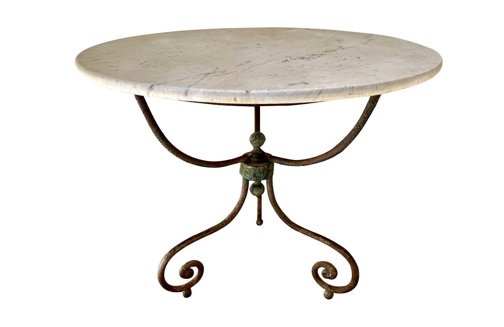 19th century marble and iron gueridon table