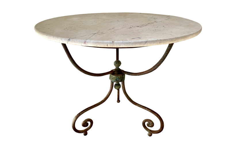 19th century marble and iron gueridon table