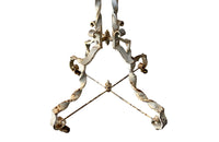 Antique iron table French orangery table on twisted iron base with feet terminating on casters. French Antique Furniture.