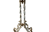 Antique iron table French orangery table on twisted iron base with feet terminating on casters. French Antique Furniture.