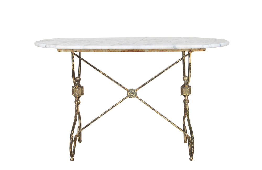 Beautiful 19th Century French boucherie or patisserie presentation table with oval marble top