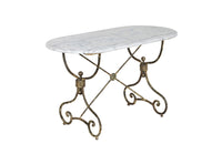 Beautiful 19th Century French boucherie or patisserie presentation table with oval marble top