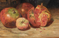 Antique oil painting 19th Century French Still Life Painting with Pomegranates