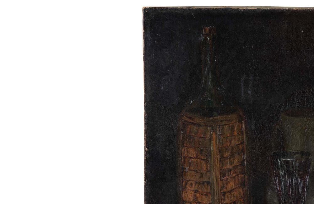 Antique oil painting 19th Century French Still Life Painting with Pomegranates