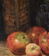 Antique oil painting 19th Century French Still Life Painting with Pomegranates