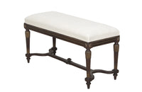 Elegant late 19th Century French walnut bench in the style of Louis XVI.