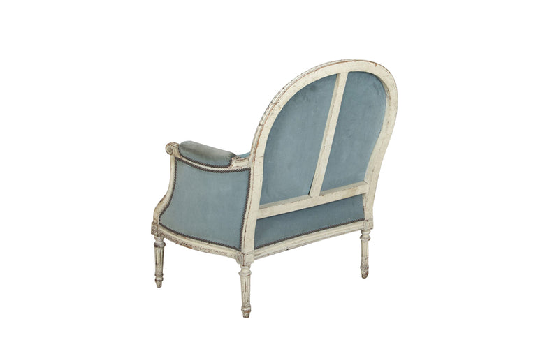 Beautiful large French marquise armchair in the Neo-Classical taste of the Louis XVI period.