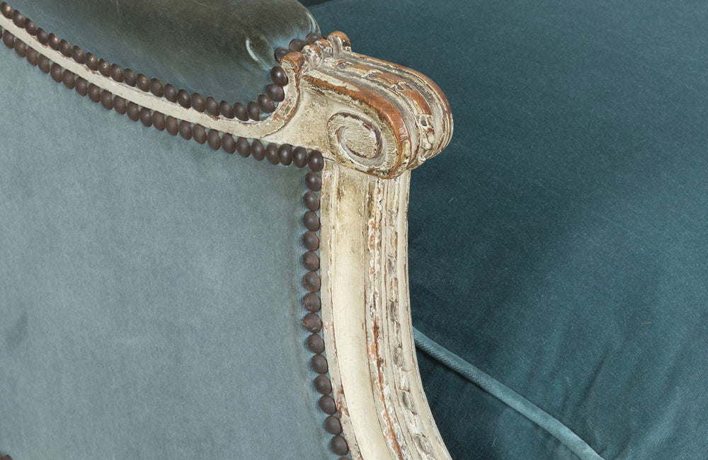 Beautiful large French marquise armchair in the Neo-Classical taste of the Louis XVI period.