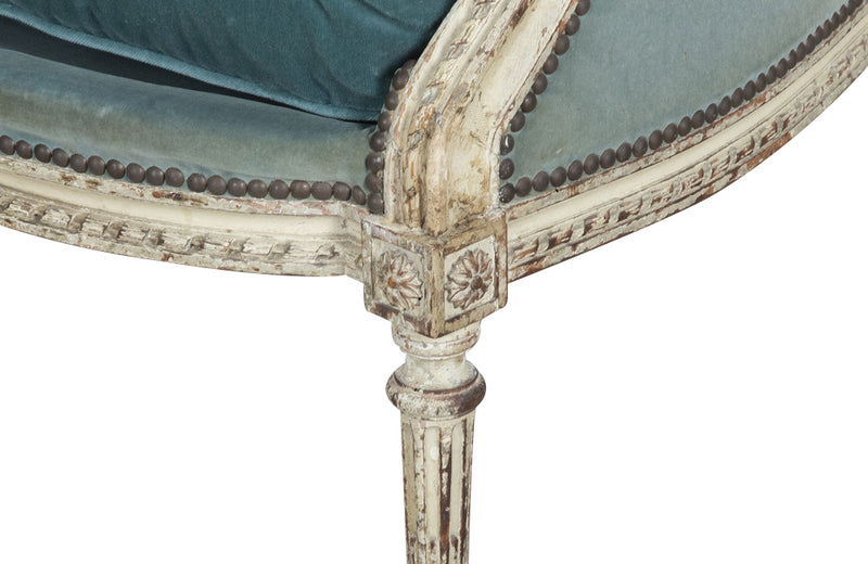 Beautiful large French marquise armchair in the Neo-Classical taste of the Louis XVI period.