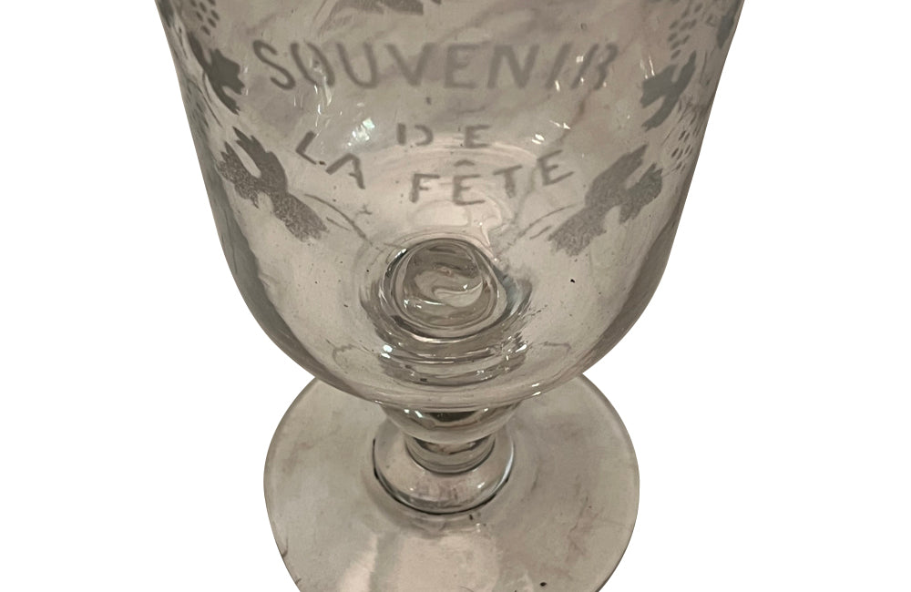 French antique glasses 19th Century hand blown stemmed celebration glasses