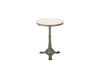 Beautiful, 19th century round bistro table with decorative iron base and marble top with brass surround.