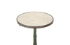 Beautiful, 19th century round bistro table with decorative iron base and marble top with brass surround.