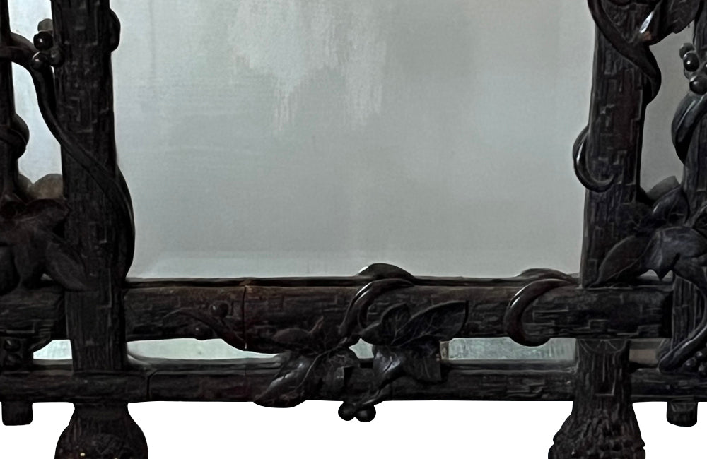 19th century black forest carved frame mirror