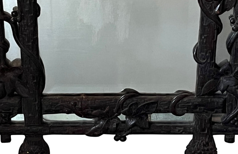 19th century black forest carved frame mirror