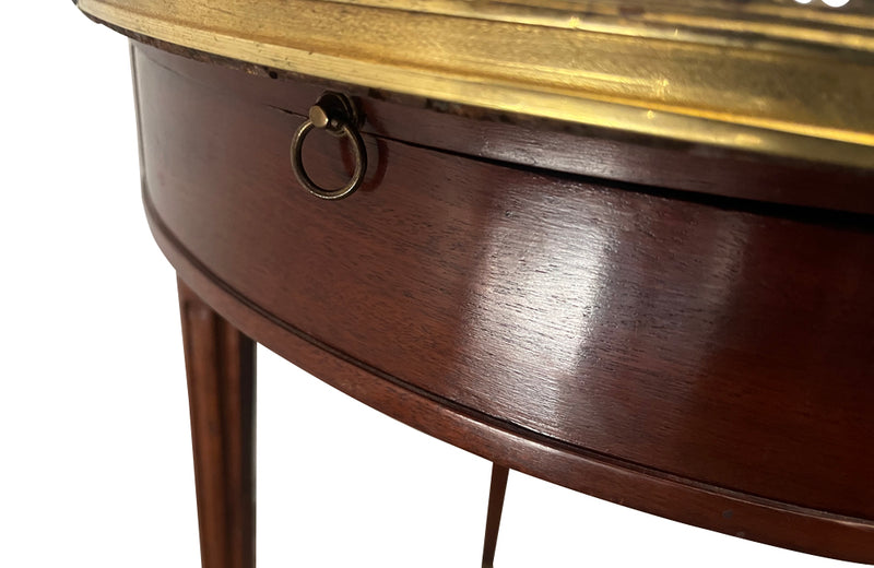 Elegant 19th Century French Louis XVI Revival mahogany and oak lined round bouillotte table