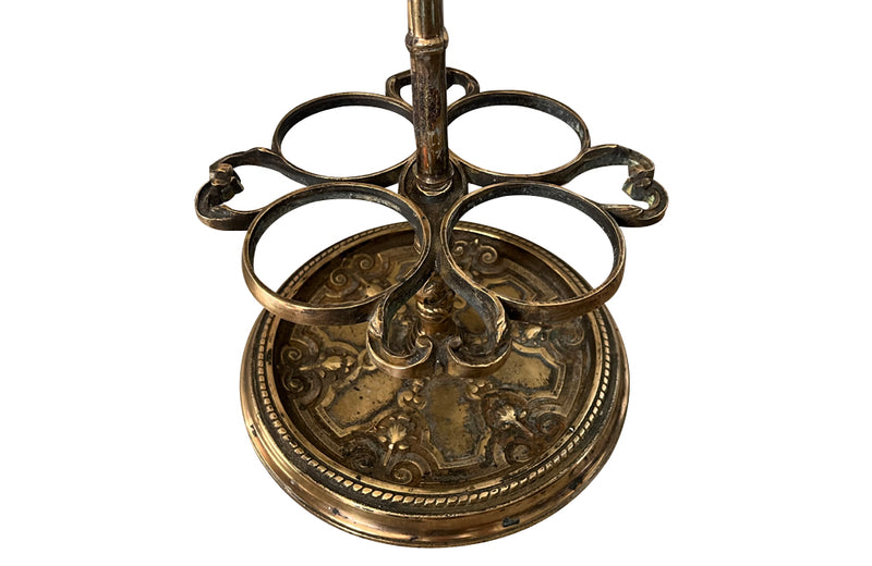 Decorative late 19th Century brass wine bottle holder from an old French brasserie.