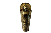 Large 19th century French embossed brass wall candle holder pocket