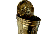 Large 19th century French embossed brass wall candle holder pocket