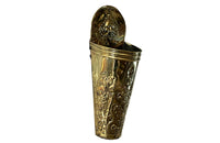 Large 19th century French embossed brass wall candle holder pocket