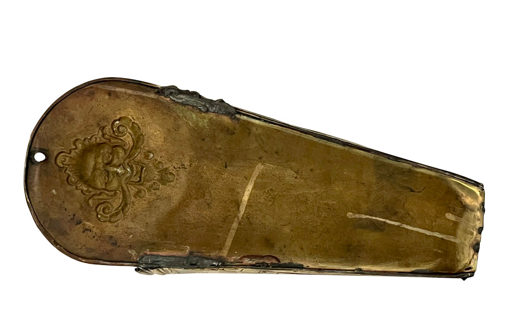 Large 19th century French embossed brass wall candle holder pocket