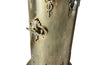 19th century brass umbrella or stick stand with lion head and bar handles and neo-classical style ornamentation.