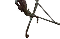 French bistro garden table with stunning cast iron swan design base with lovely green patination to base and old marble top circa 1900