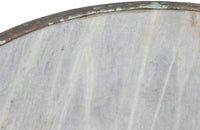 19th Century French enamelled bistro table with round grey marble top with brass surround