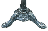 19th Century French enamelled bistro table with round grey marble top with brass surround