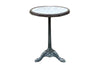 19th Century French enamelled bistro table with round grey marble top with brass surround