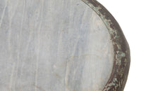 19th Century French enamelled bistro table with round grey marble top with brass surround