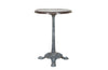 19th Century French enamelled bistro table with round grey marble top with brass surround