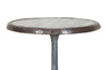 19th Century French enamelled bistro table with round grey marble top with brass surround