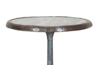 19th Century French enamelled bistro table with round grey marble top with brass surround