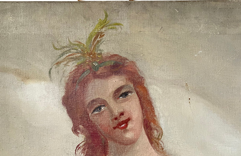 Fabulous painted oil on canvas panel from a 19th century fairground