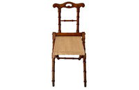 Charming little 19th Century French travel chair in faux bamboo with antique linen seat.