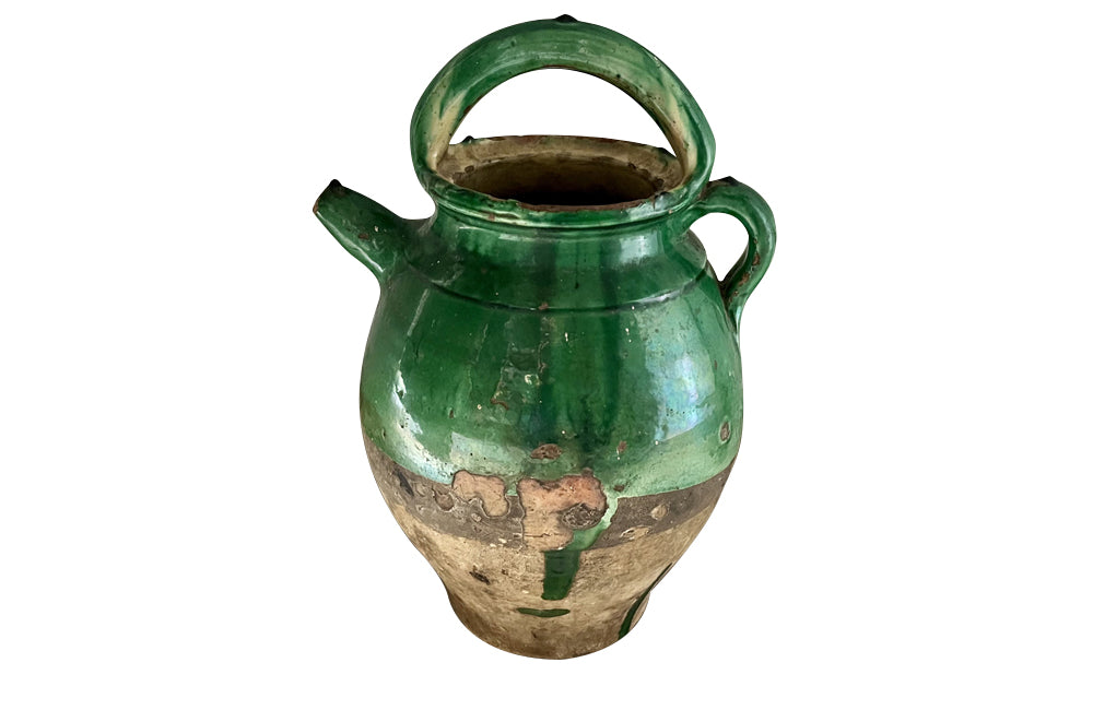 Late 19th Century French Green Glazed Cruche
