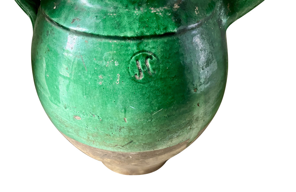 Late 19th Century French Green Glazed Cruche