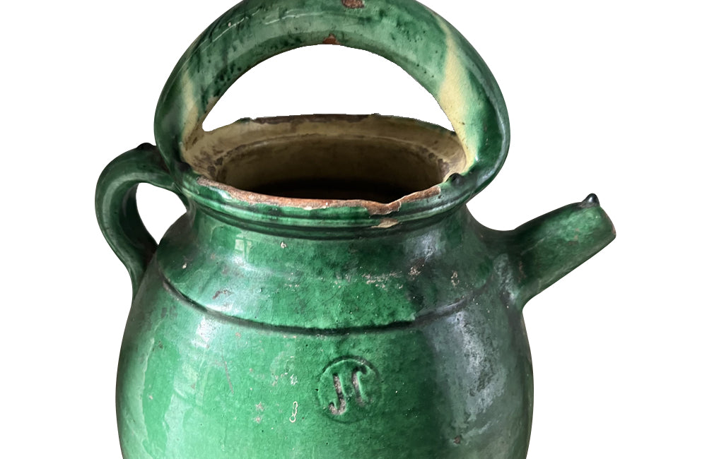 Late 19th Century French Green Glazed Cruche