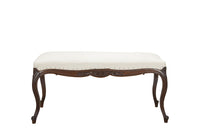 Antique bench or banquette 19th Century French walnut in the Louis XV style. French antique furniture.