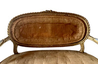 19th century, elegant giltwood carved canapé sofa in the Louis XVI style