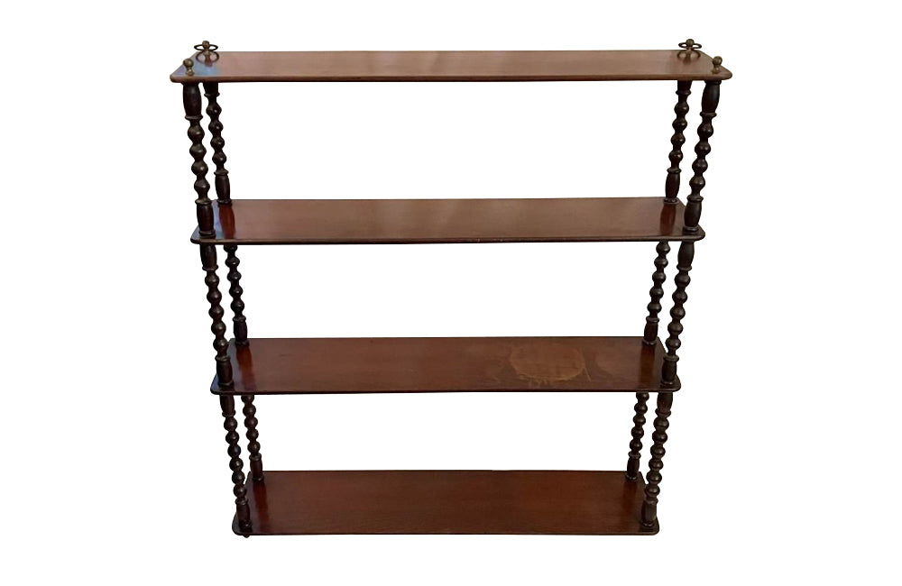 Antique bookcase shelf. Four tiered late 19th Century French mahogany hanging or free-standing - Antique Furniture