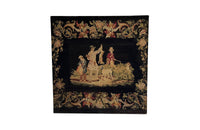 19th Century French Needlework Hunting Scene Panel With Figures And Dogs 