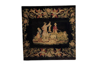 19th Century French Needlework Hunting Scene Panel With Figures And Dogs 