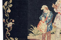 19th Century French Needlework Hunting Scene Panel With Figures And Dogs 